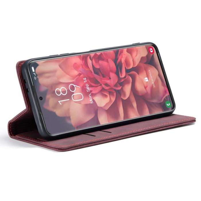 Caseme - CASEME 013 Series Fodral i läder för Samsung Galaxy S21 Ultra - Vinröd