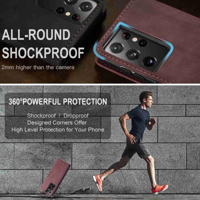 Caseme - CASEME 013 Series Fodral i läder för Samsung Galaxy S21 Ultra - Vinröd