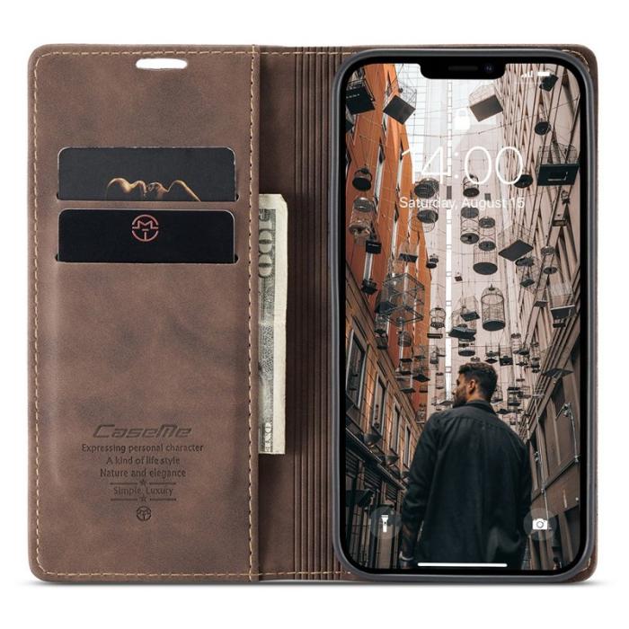 Caseme - CASEME 013 Series Fodral i PU-läder för iPhone 13 Pro - Kaffe
