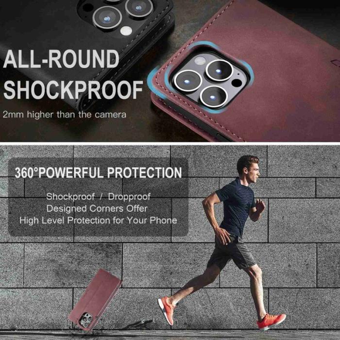 Caseme - CASEME 013 Series Fodral i PU-läder för iPhone 13 Pro - Röd