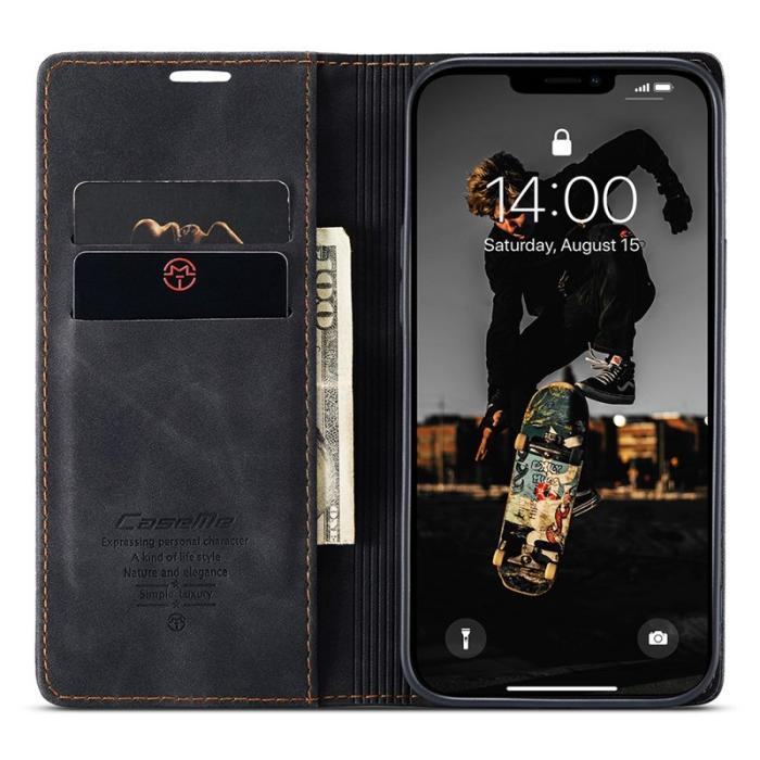Caseme - CASEME 013 Series Fodral i PU-läder för iPhone 13 Pro - Svart