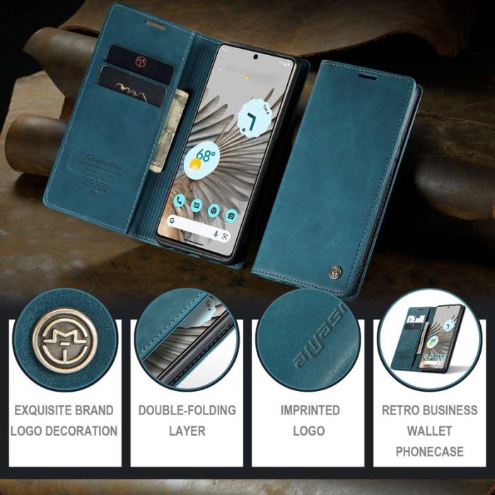Caseme - CASEME 013 Series Google Pixel 7 Pro Fodral PU Läder Blå