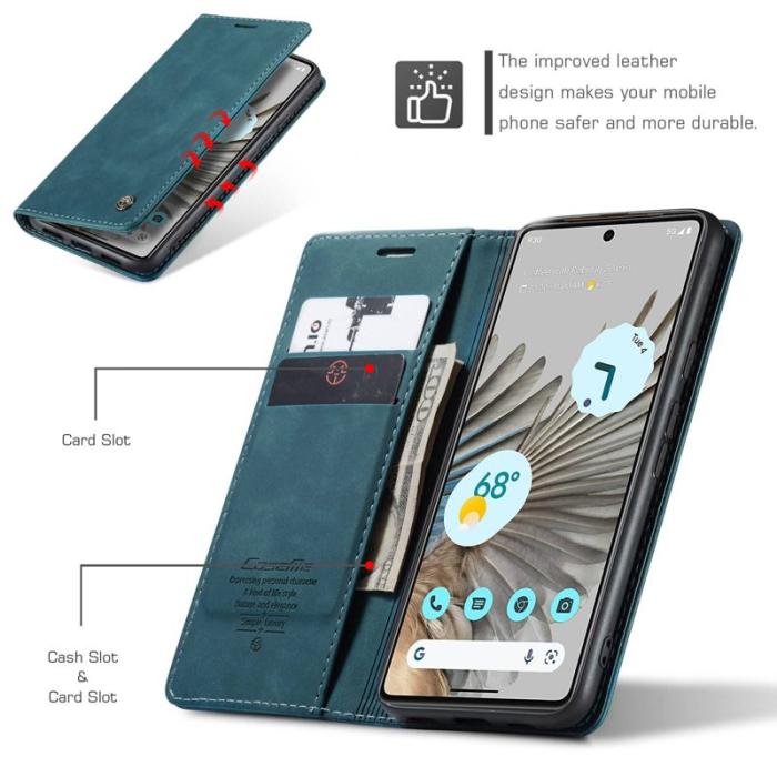 Caseme - CASEME 013 Series Google Pixel 7 Pro Fodral PU Läder Blå
