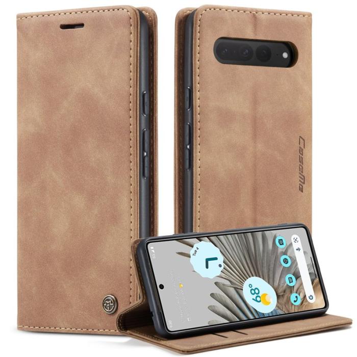 Caseme - CASEME 013 Series Google Pixel 7 Pro Fodral PU Läder Brun
