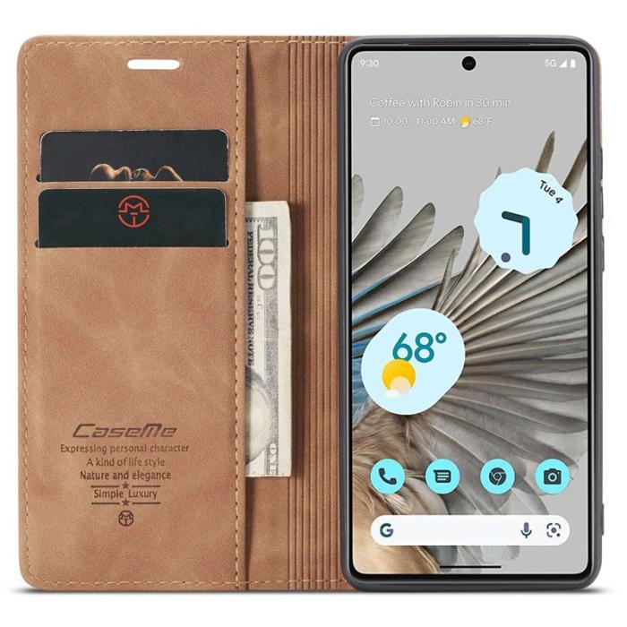 Caseme - CASEME 013 Series Google Pixel 7 Pro Fodral PU Läder Brun