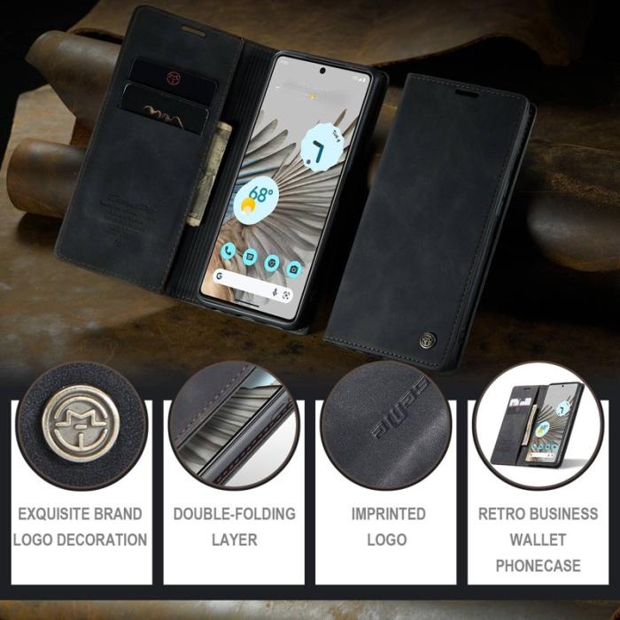 Caseme - CASEME 013 Series Google Pixel 7 Pro Fodral PU Läder Svart