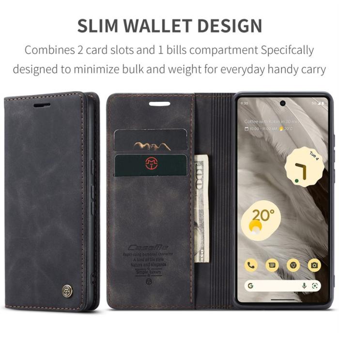 Caseme - CASEME 013 Series Google Pixel 7a Skal Läder Fodral Svart