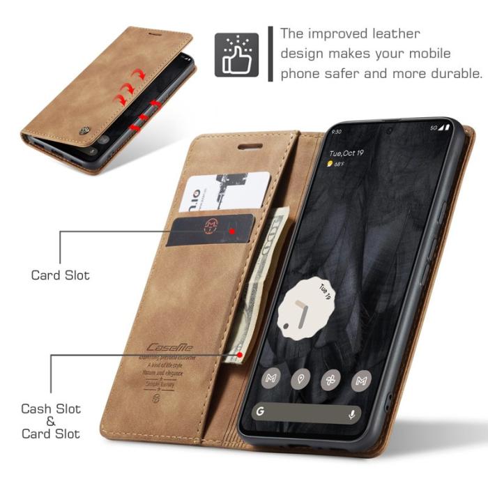 Caseme - CASEME 013 Series Google Pixel 8 Pro Fodral PU Läder Brun