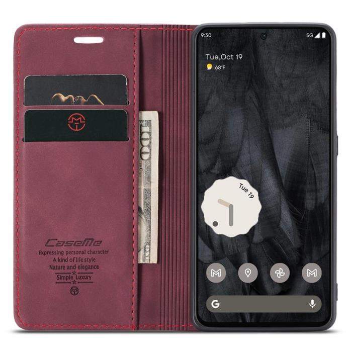 Caseme - CASEME 013 Series Google Pixel 8 Pro Fodral PU Läder Röd