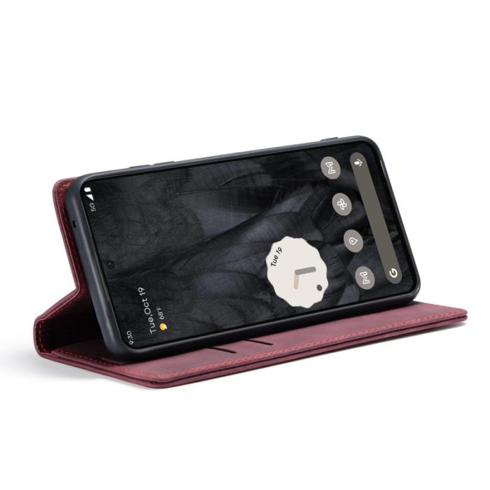 Caseme - CASEME 013 Series Google Pixel 8 Pro Fodral PU Läder Röd