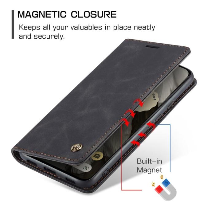 Caseme - CASEME 013 Series Google Pixel 8 Mobilskal Magnetisk KonstLäder Svart