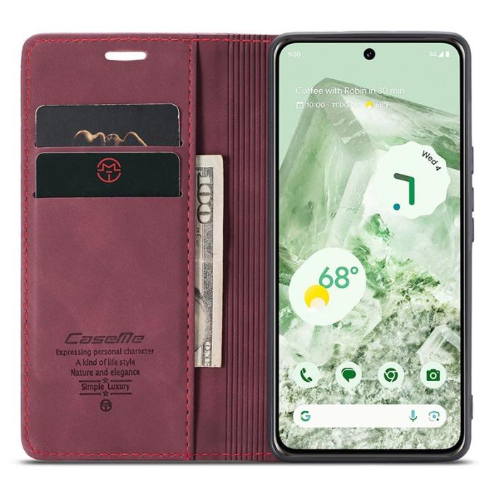 Caseme - CASEME 013 Series Google Pixel 8a Skal PU Läder Röd