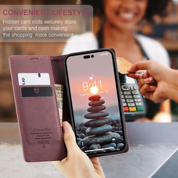 Caseme - CASEME 013 Series iPhone 14 Pro Skal PU Läder Röd