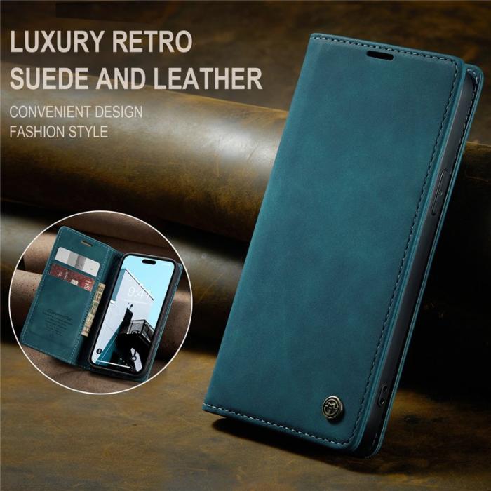 Caseme - CASEME 013 Series iPhone 15 Pro Max Läderplånbok Fodral Blå