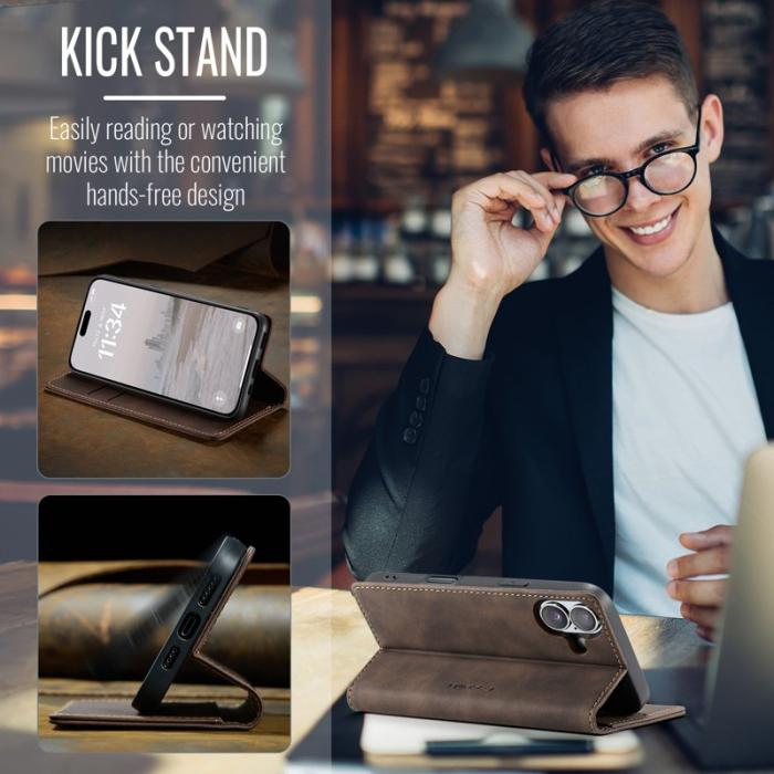 Caseme - CASEME 013 Series iPhone 16 Plus Skal med Kortfack Läder - Kaffe