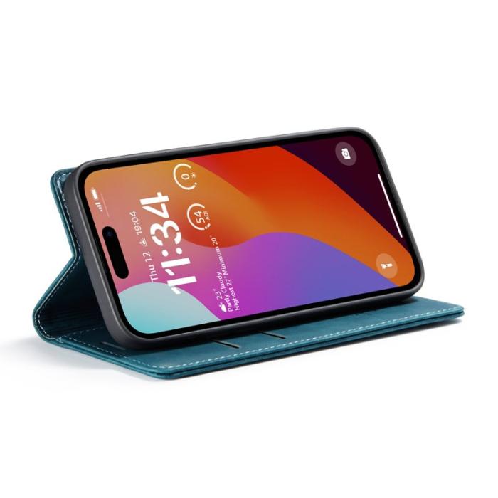 Caseme - CASEME 013 Series iPhone 16 Pro Max Skal Kortfodral Läder Blå