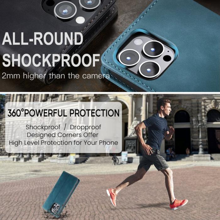 Caseme - CASEME 013 Series iPhone 16 Pro Max Skal Kortfodral Läder Blå