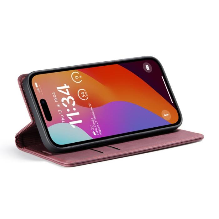 Caseme - CASEME 013 Series iPhone 16 Pro Max Skal Kortfodral Läder Röd