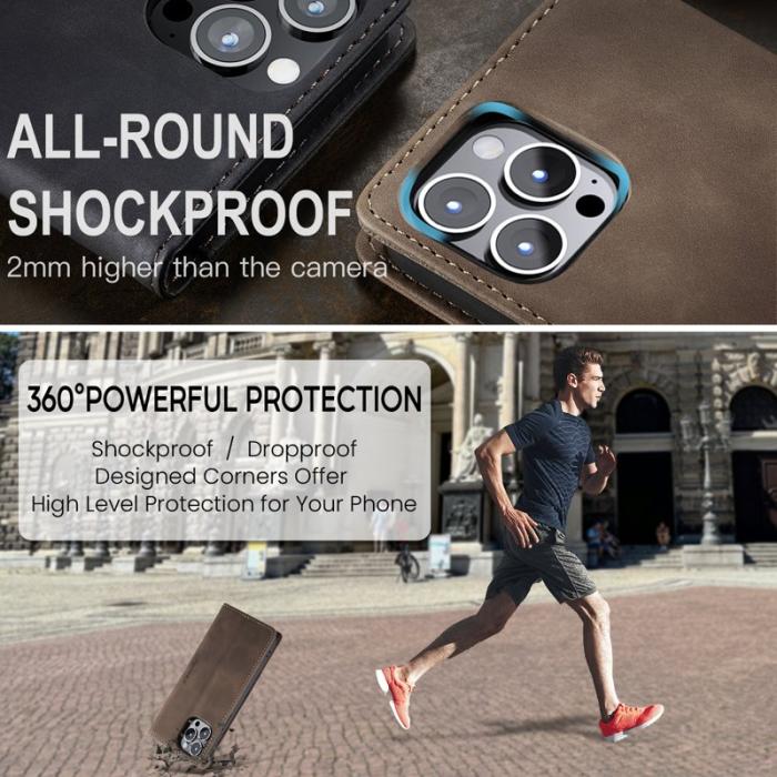 Caseme - CASEME 013 Series iPhone 16 Pro Skal Kortfack Ställ Läder - Kaffe