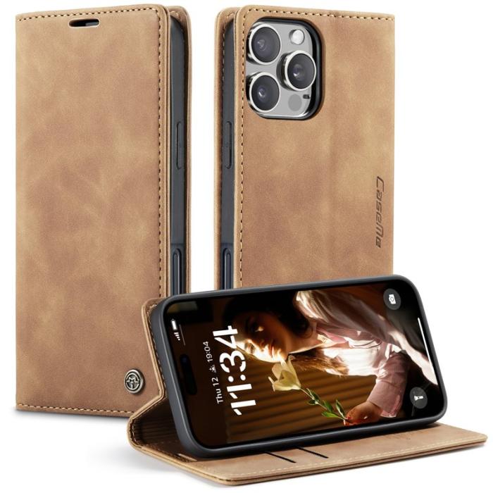 Caseme - CASEME 013 Series iPhone 16 Pro Skal Med Kortfack Läder Brun