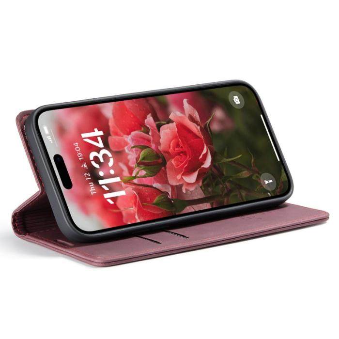 Caseme - CASEME 013 Series iPhone 16 Skal med Kortfack Läder Röd