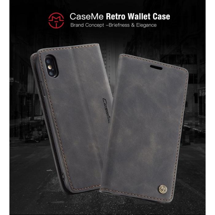 Caseme - CASEME 013 Series iPhone XS/X 5.8 tum Retro Flip Fodral - Svart