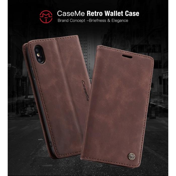 Caseme - CASEME 013 Series iPhone XS/X Skal Retro Läder Skydd - Kaffe