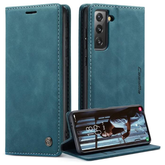 Caseme - CASEME 013 Series Läderplånbok Skal för Samsung Galaxy S21 - Blå