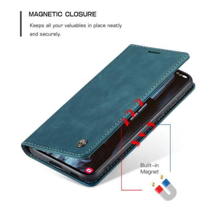 Caseme - CASEME 013 Series Läderplånbok Skal för Samsung Galaxy S21 - Blå