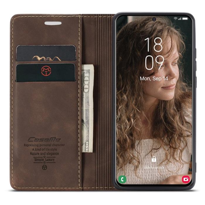 Caseme - CASEME 013 Series Läderplånbok Skal för Samsung Galaxy S21 - Kaffe