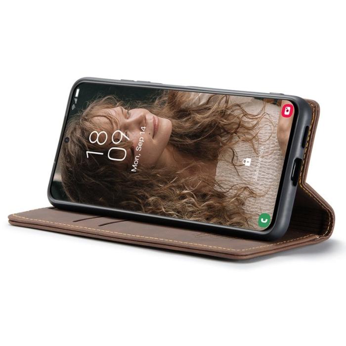 Caseme - CASEME 013 Series Läderplånbok Skal för Samsung Galaxy S21 - Kaffe