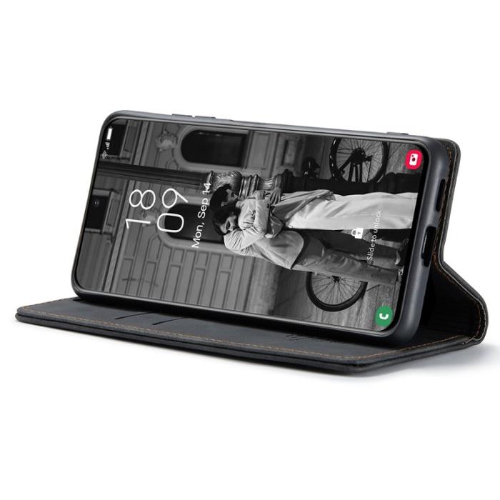 Caseme - CASEME 013 Series Läderplånbok Skal för Samsung Galaxy S21 - Svart