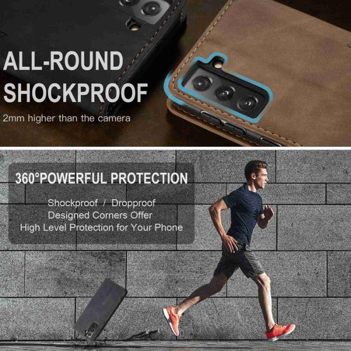 Caseme - CASEME 013 Series Läderplånbok Skal för Samsung Galaxy S21 - Svart