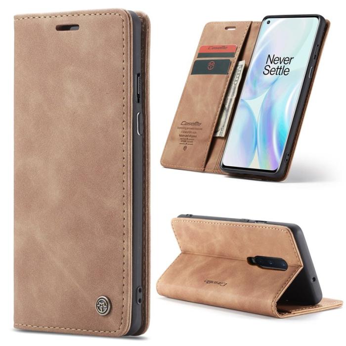 Caseme - CASEME 013 Series Läderplånboksfodral för OnePlus 8 - Brun