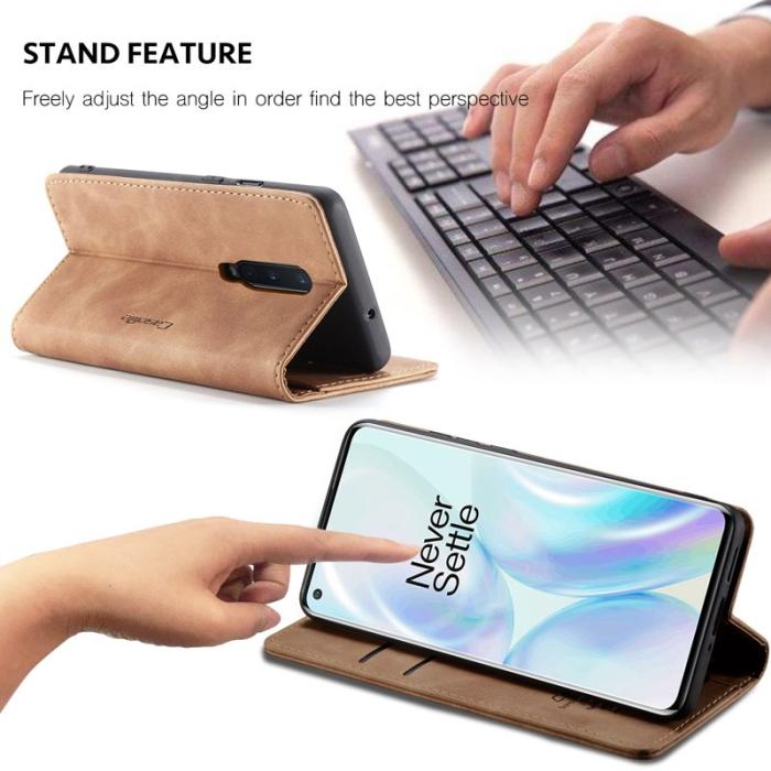 Caseme - CASEME 013 Series Läderplånboksfodral för OnePlus 8 - Brun