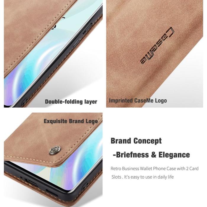 Caseme - CASEME 013 Series Läderplånboksfodral för OnePlus 8 - Brun