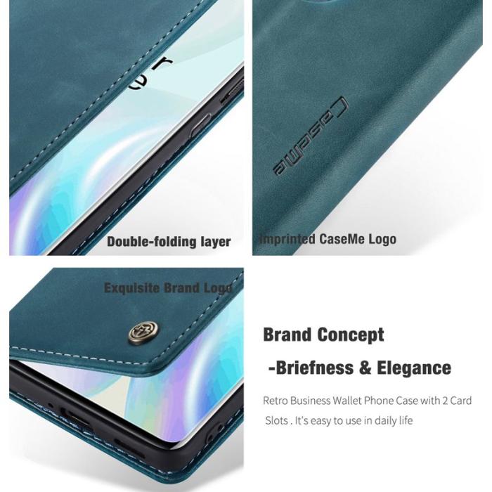 Caseme - CASEME 013 Series Läderplånboksskal för OnePlus 8 - Blå
