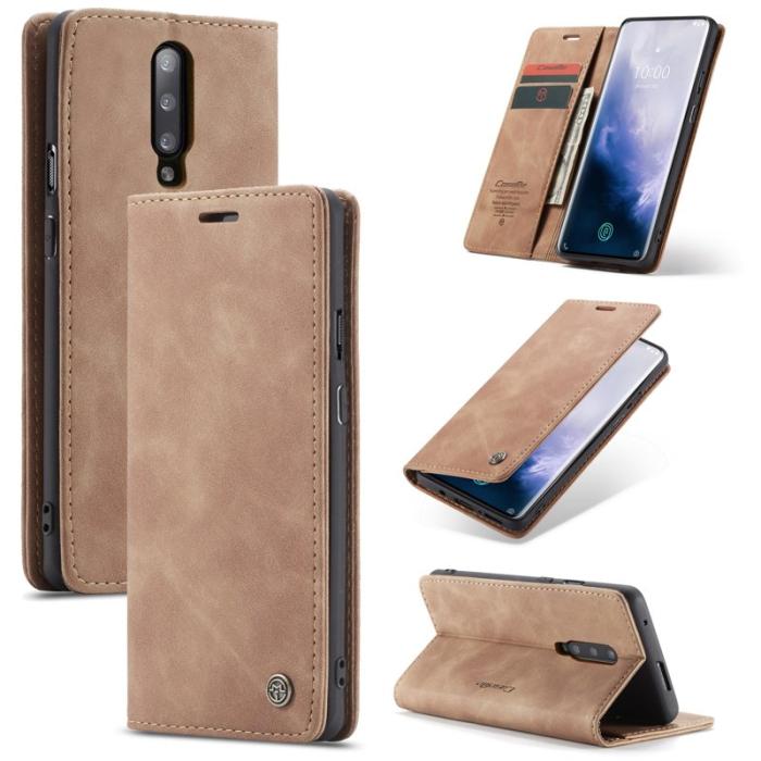Caseme - CASEME 013 Series OnePlus 7 Pro Fodral PU Läder Brun