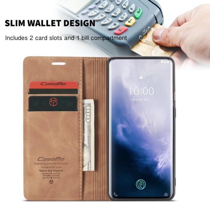 Caseme - CASEME 013 Series OnePlus 7 Pro Fodral PU Läder Brun