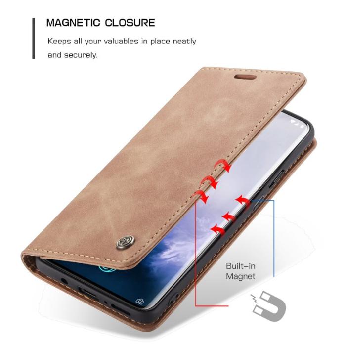 Caseme - CASEME 013 Series OnePlus 7 Pro Fodral PU Läder Brun