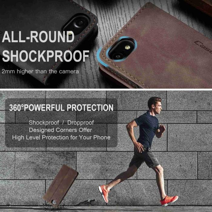 Caseme - CASEME 013 Series PU Läder Skal med Ställ för iPhone 8/7/SE - Kaffe