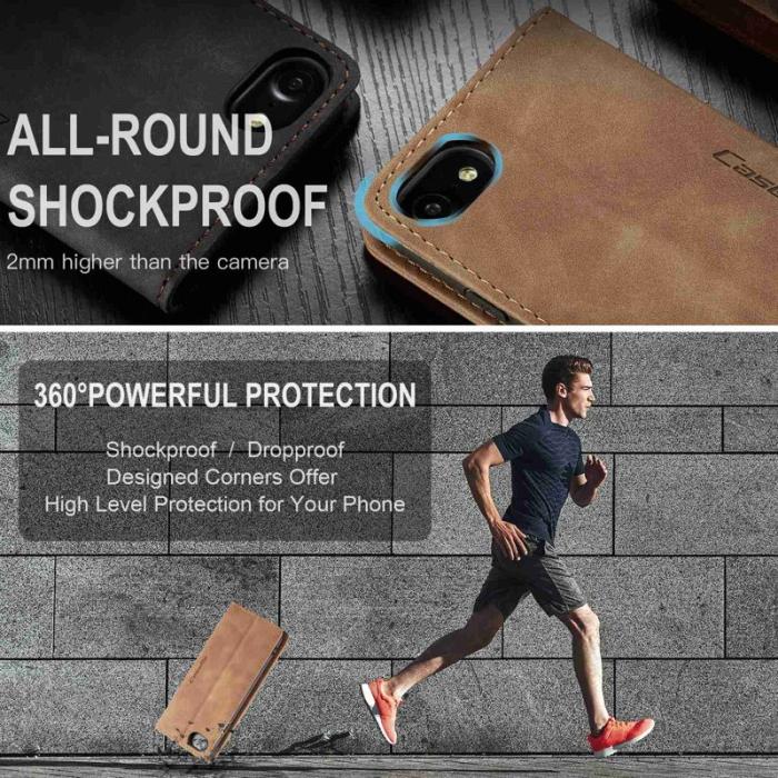 Caseme - CASEME 013 Series PU Läder Skal med Ställ för iPhone 8/7/SE Khaki