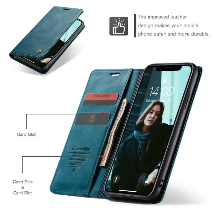 Caseme - CASEME 013 Series PU Leather Skal för iPhone XR 6.1 tum - Blå
