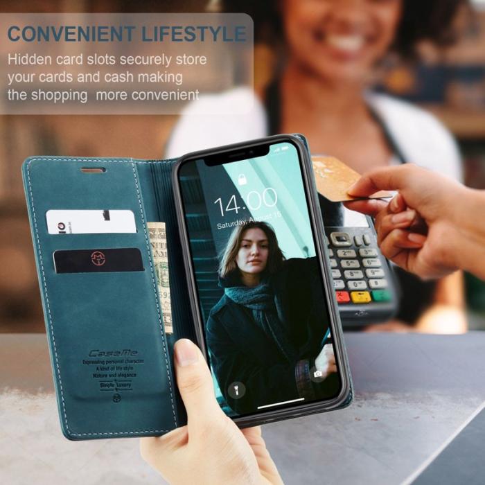 Caseme - CASEME 013 Series PU Leather Skal för iPhone XR 6.1 tum - Blå