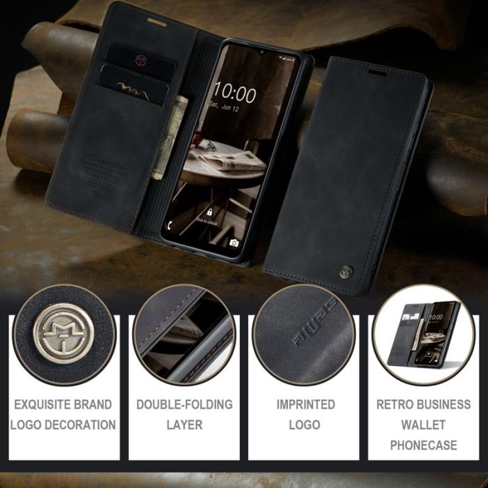 Caseme - CASEME 013 Series Samsung Galaxy A34 5G Konstläder Plånboksfodral Svart