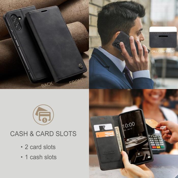 Caseme - CASEME 013 Series Samsung Galaxy A34 5G Konstläder Plånboksfodral Svart