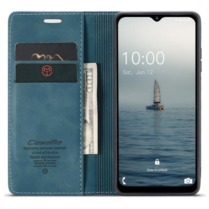 Caseme - CASEME 013 Series Samsung Galaxy A34 5G Skal PU Läder Blå