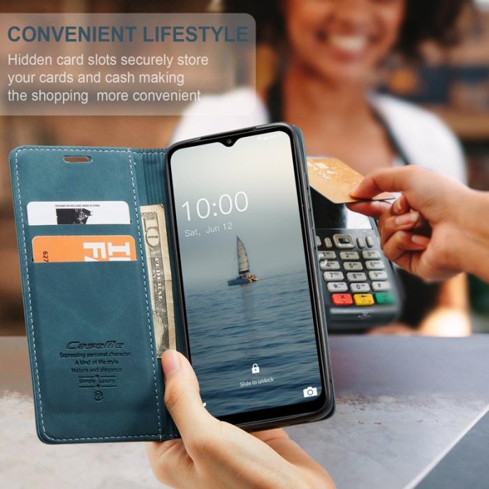 Caseme - CASEME 013 Series Samsung Galaxy A34 5G Skal PU Läder Blå