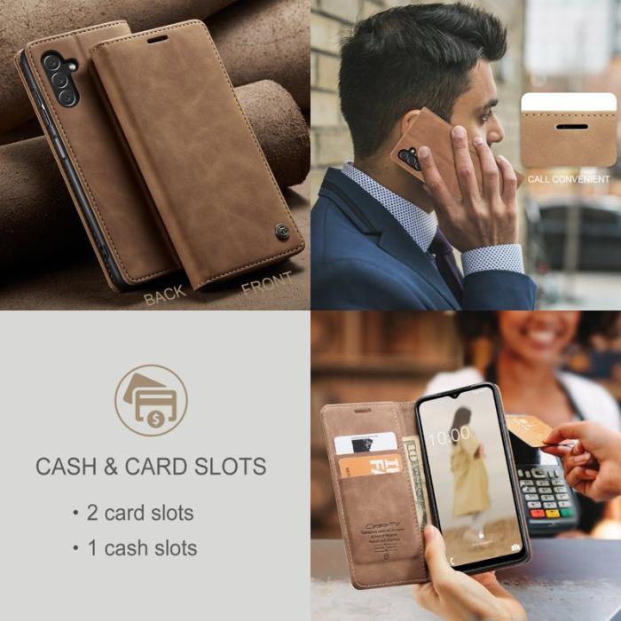 Caseme - CASEME 013 Series Samsung Galaxy A34 5G Skal PU Läder Brun