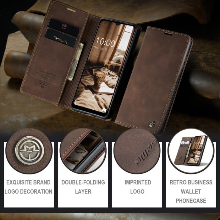 Caseme - CASEME 013 Series Samsung Galaxy A34 5G Skal PU Läder Kaffe